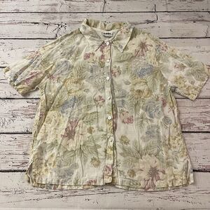 Ideas 4 Elements Linen Button Down Women's Size XL Made In USA